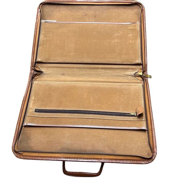 Vintage Carlton Brown S.L.S. Leather Attache Monogrammed Briefcase Size 16”x11” - Picture 7 of 11
